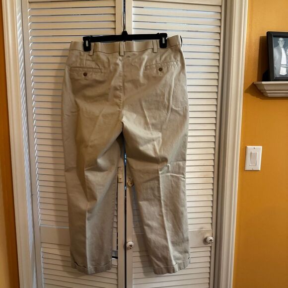 Men's Cuffed 100% Cotton Tan Pants - Picture 7 of 12
